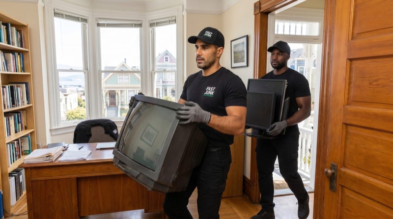 Fast Junk appliance removal crew in a kitchen
